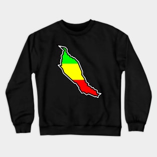 Denman Island Silhouette with Rasta Rastafarian Colours - Rastafari Flag - Denman Island Crewneck Sweatshirt